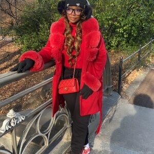 Red Fur-Trimmed Coat